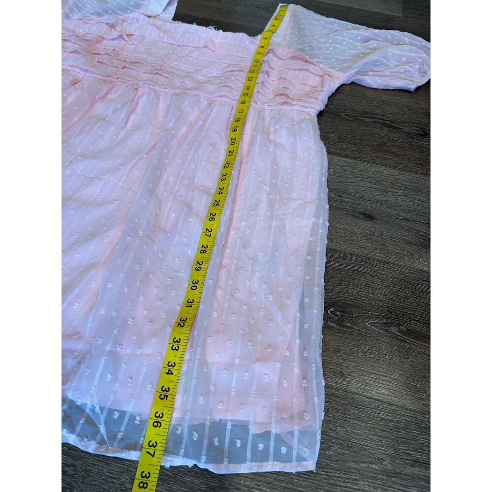 Andrée by Unit Pink Swiss Dot Smocked Babydoll Tunic Blouse Sheer Sleeves 2X - Picture 10 of 10